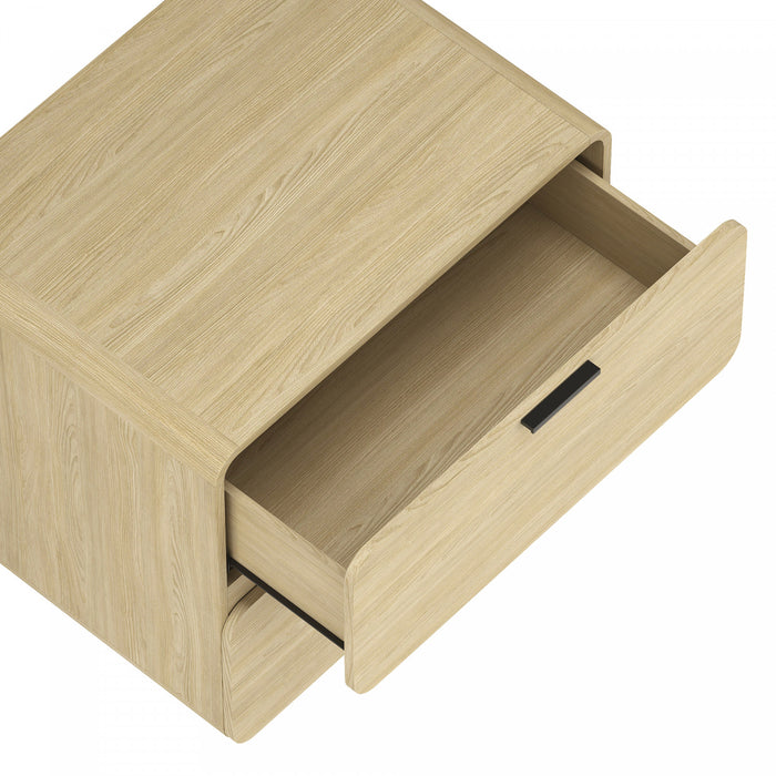 Table de nuit contemporaine moderne Chrystie 66 cm en bois naturel (2 tiroirs)