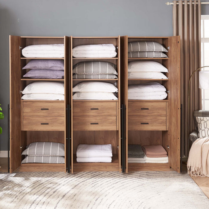 Armoire moderne Lee 32\" en brun dore - Ensemble de 3