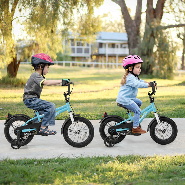 Costway 12\" Velo Pour Enfants Pour Garcons Et Filles De 3 A 4 Ans Avec Reflecteurs De Frein A Main Reglables Bleu