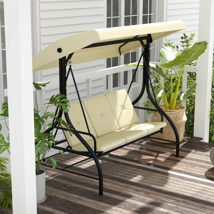 Outsunny Chaise D'oscillation De Patio 3 Places Avec Lit