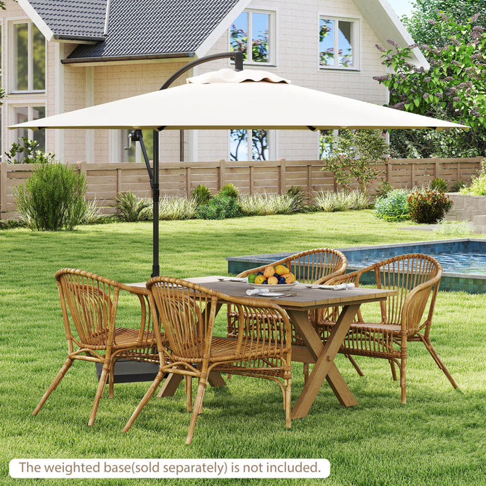 Costway Parasol deporte 10 FT pour terrasse avec 8 baleines, base croisee, inclinable, beige