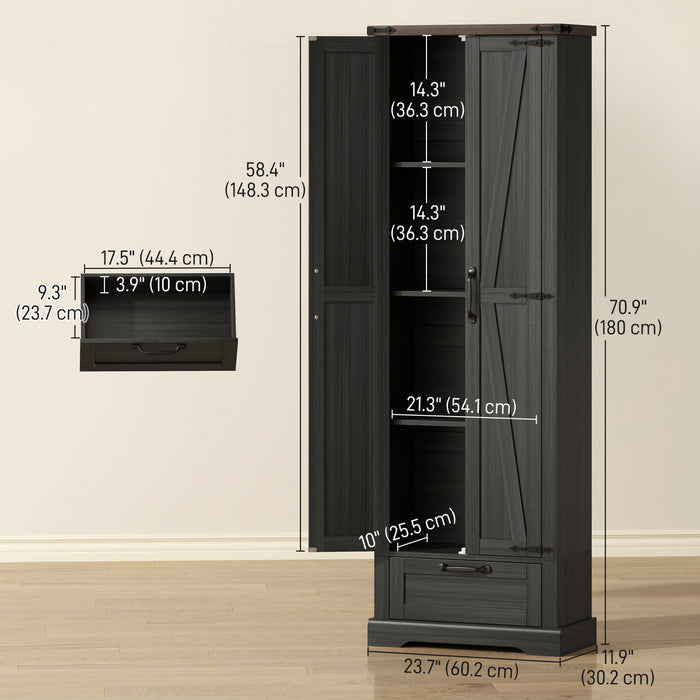 HOMCOM Armoire de rangement 71 po, 2 portes, noir