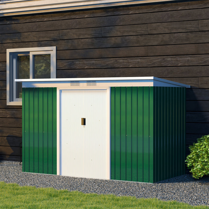 Outsunny Abri De Jardin En Metal 9' X 4' Avec Porte Coulissante