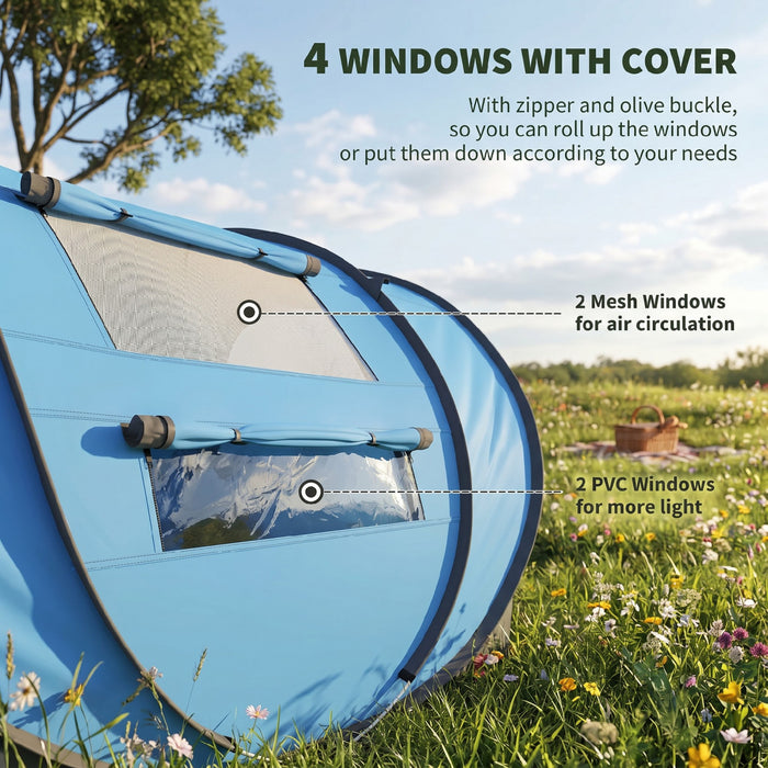 Outsunny Tente de Camping 4 Personnes, Tente Pop-up Automatique avec Sac de Transport et Portes