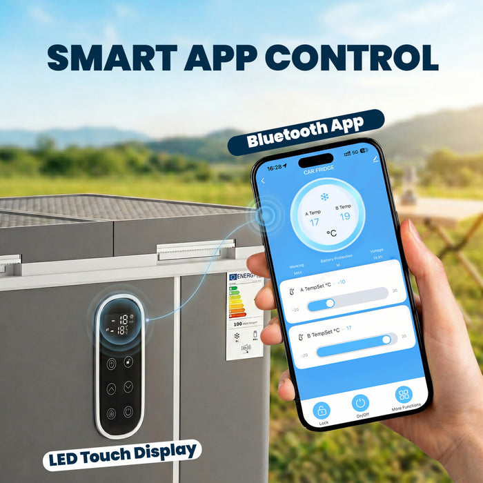 Outsunny Refrigerateur de Voiture 12 Volt, Glaciere a Double Zone 45L avec Controle via Application