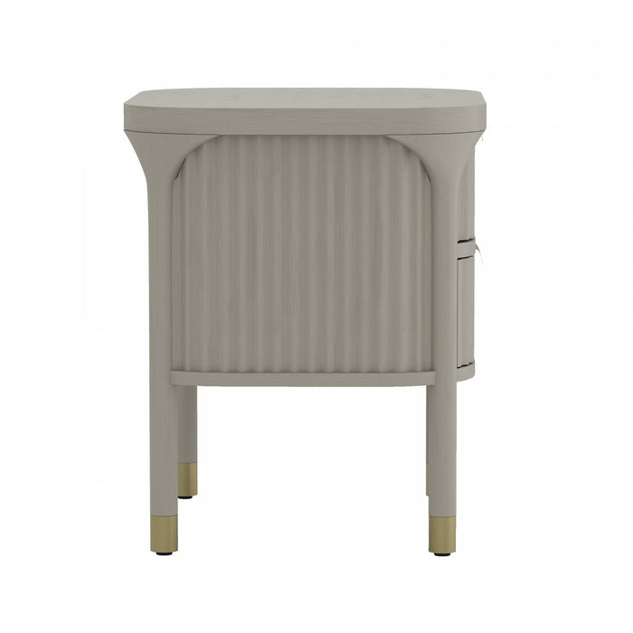 Table de nuit contemporaine Park 24\" en bois massif gris (2 tiroirs)