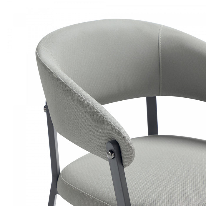 Chaise de salle a manger moderne en metal et tissu Belle, gris pierre - Lot de 2