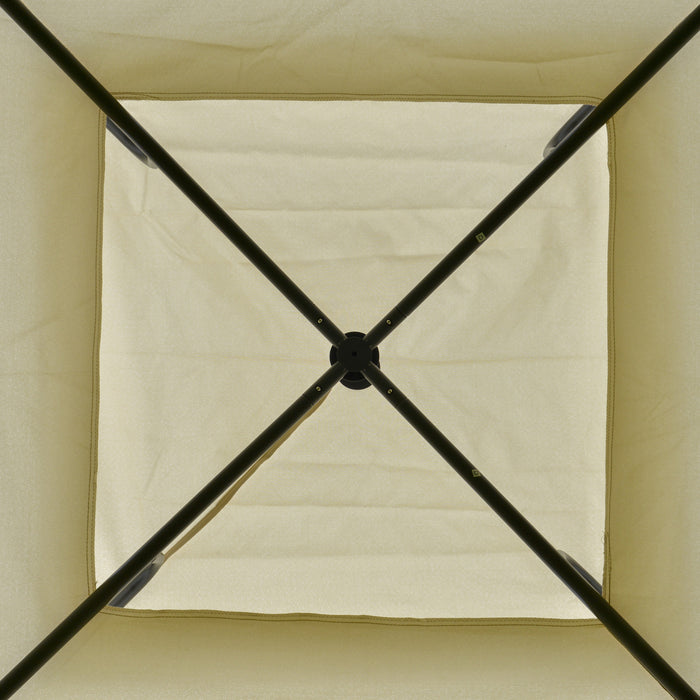Outsunny 12' X 12' Tente A Baldaquin Exterieur Gazebo Avec Toit A Deux Niveaux Et Pieds Habilles, Beige