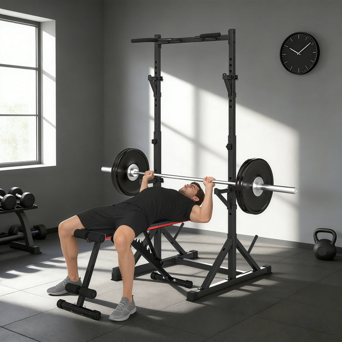 Soozier Rack de squat reglable, developpe couche multifonction, noir