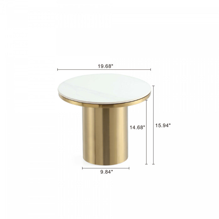 Ensemble moderne et glamour Glenn de 2 tables : table basse et table d’appoint, finition or