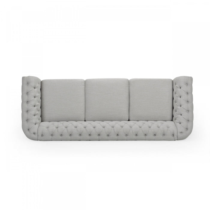 Sofa 3 Places Colin En Tissu Avec Dossier Capitonné Et Garniture De Clous - Gris