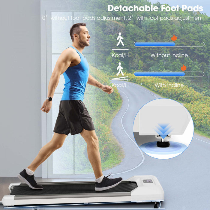 Superfit 0.6-3.8mph Tapis De Marche Sous Tapis Roulant De Bureau Avec Telecommande Et Ecran Led Gris