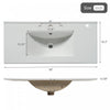 Aiden 36-Inch Wall-Mounted Bathroom Vanity with Soft-Close Storage and Ceramic Sink,Wood | Aiden meuble de salle de bain mural 36 pouces avec rangement a fermeture douce et vasque en ceramique, bois