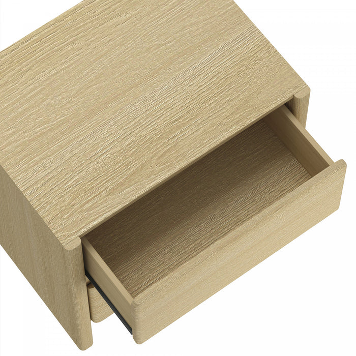 Table de nuit moderne Linda 24\" en chene naturel (2 tiroirs)
