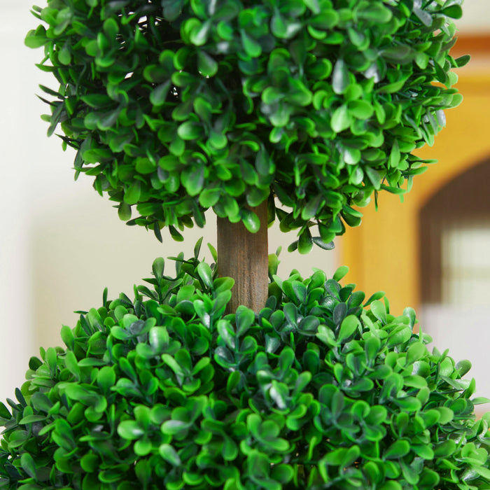 HOMCOM Lot de 2 arbres artificiels en buis, Boules en buis avec pot