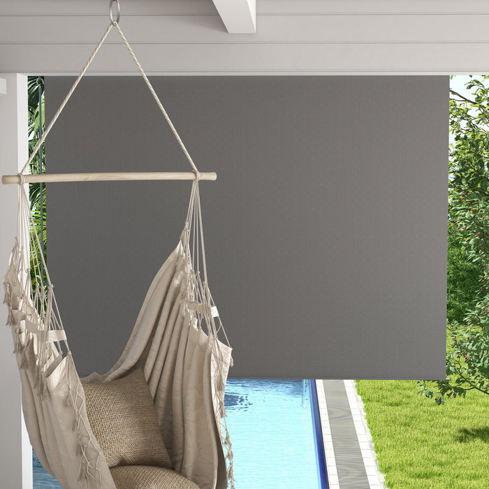 Outsunny Store Enrouleur Exterieur, Store De Porte Patio 8'x6', Gris Clair