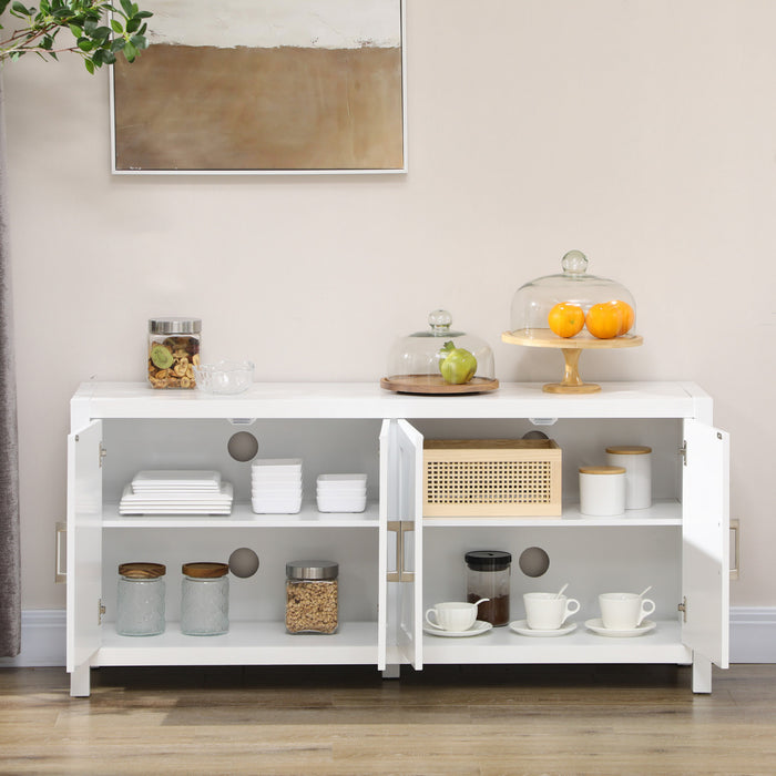 HOMCOM Buffet de cuisine Meuble TV pour televiseurs jusqu'a 65\" Blanc