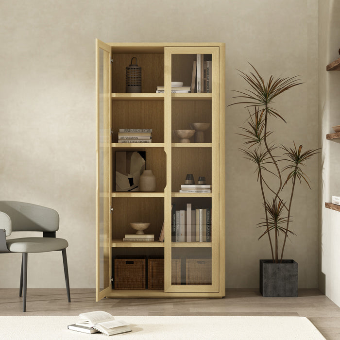 Armoire bibliotheque moderne Rivington 38\" en chene naturel