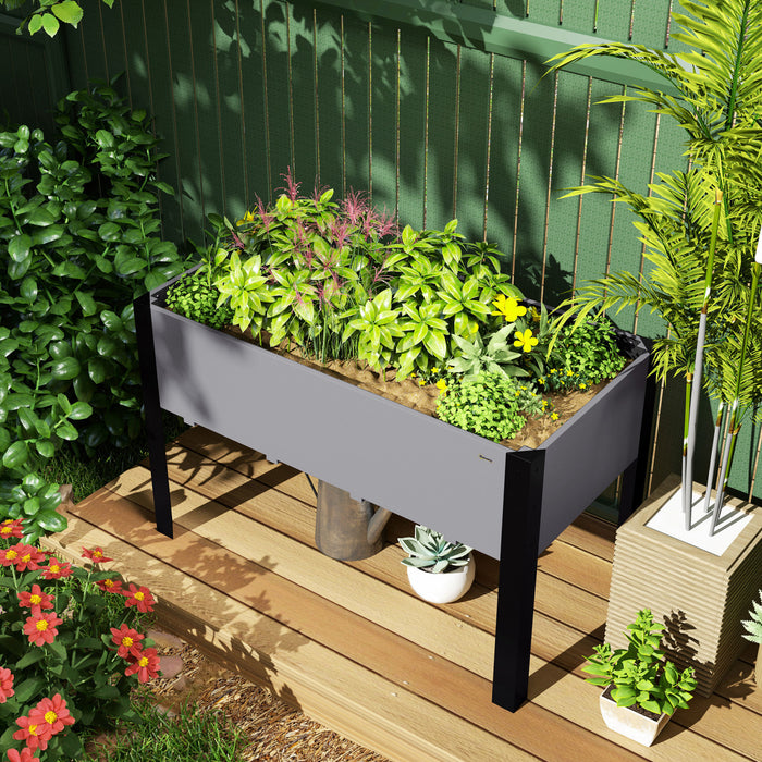 Outsunny Lit de jardin sureleve 47\"x24\"x29\", gris