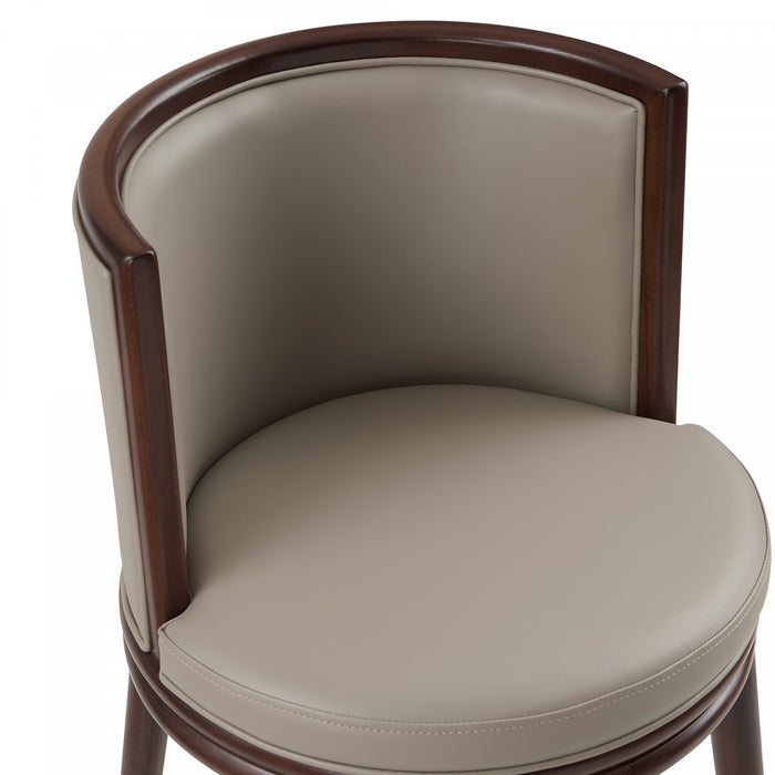 Tabouret de bar moderne en bois avec assise rembourree Evalyn, coloris taupe