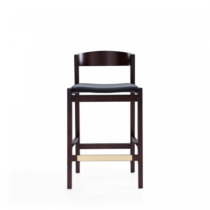 Tabouret de comptoir en bois rembourre style Klismos mi-siecle moderne noir - Lot de 2