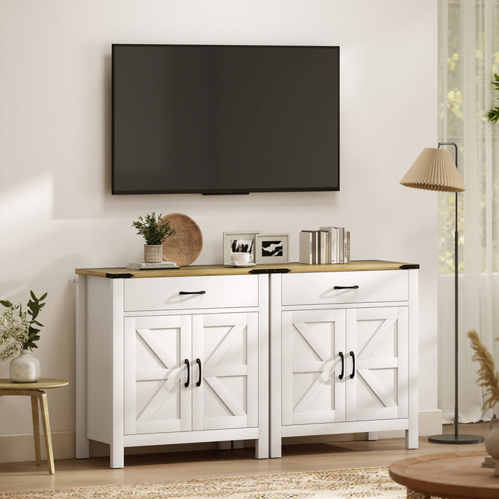 HOMCOM Buffet avec 1 tiroir, 1 armoire de rangement Buffet, Blanc