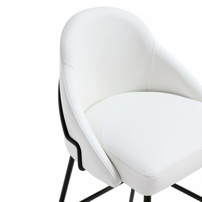 Tabouret de comptoir moderne en metal Gracie, rembourre, blanc et noir