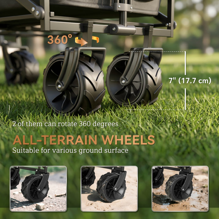Outsunny Chariot Pliable 80L avec Roues, Chariot Robuste