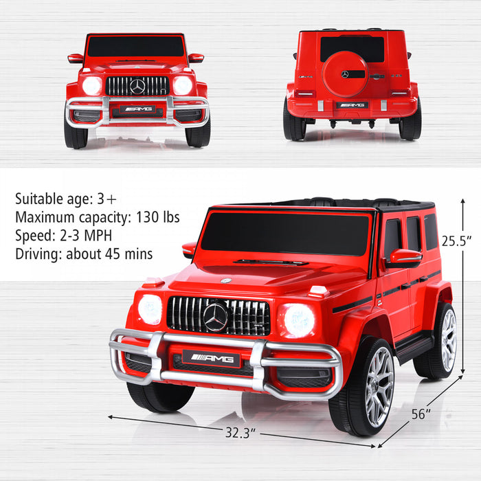 Costway 12v 2 Sieges Enfants Roulent Sur La Voiture Mercedes Benz G63 Sous Licence W / Telecommande Rouge