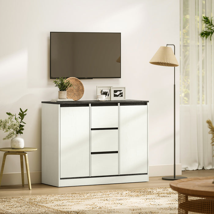 HOMCOM Buffet Moderne avec Charnieres a Fermeture Douce, Blanc