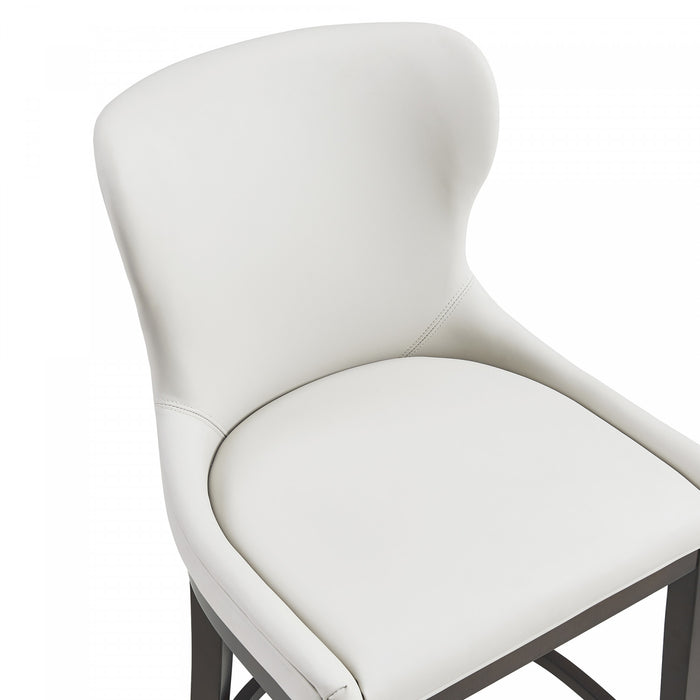 Tabouret de bar Blair moderne en bois avec assise rembourree, coloris blanc