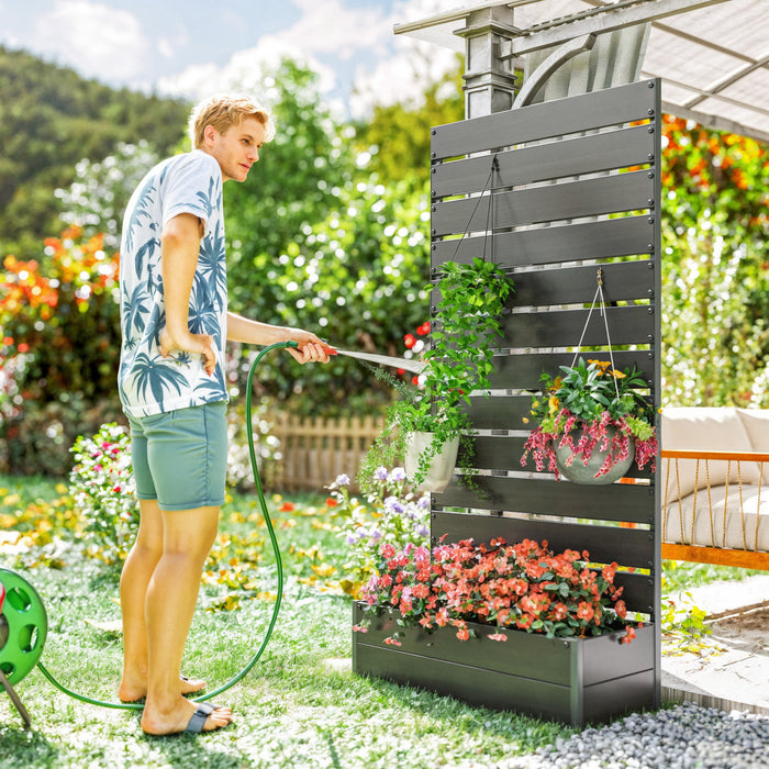 Outsunny Lit De Jardin Sureleve Avec Treillis Pour Plantes Grimpantes, Noir