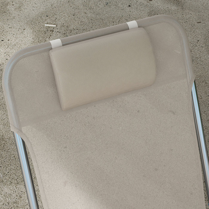 Outsunny Chaise Longue 2 Pcs, Chaises De Piscine Inclinables, Blanc Creme