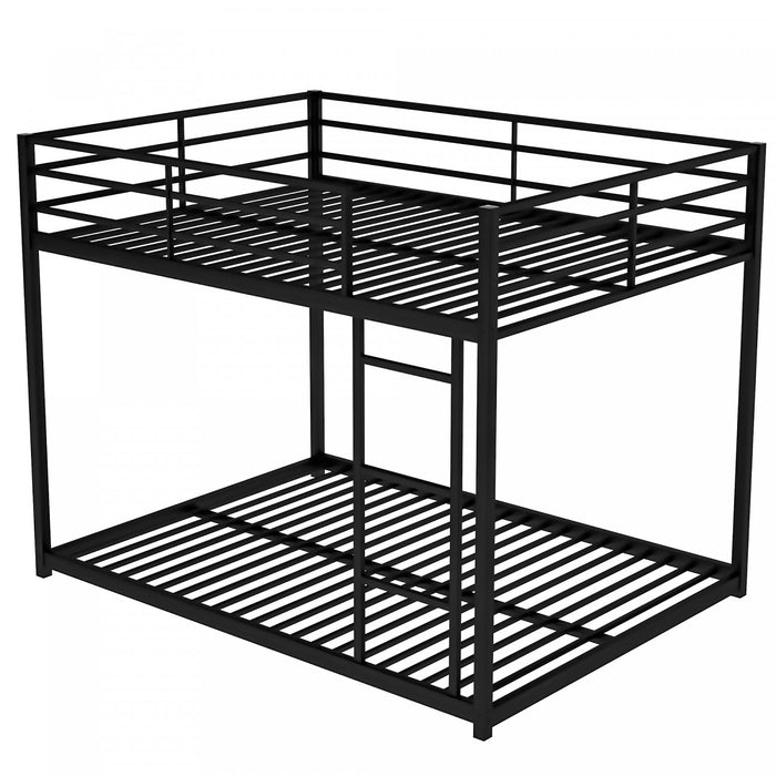 Lits superposes John en metal a faible hauteur avec echelle, taille Full sur Full, noir