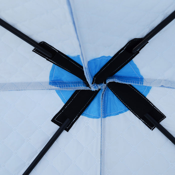 Tente De Peche Sur Glace Outsunny Portable Pour 8 Personnes Avec Abri De Glace Escamotable Avec Fenetres De Ventilation Et Sac De Transport