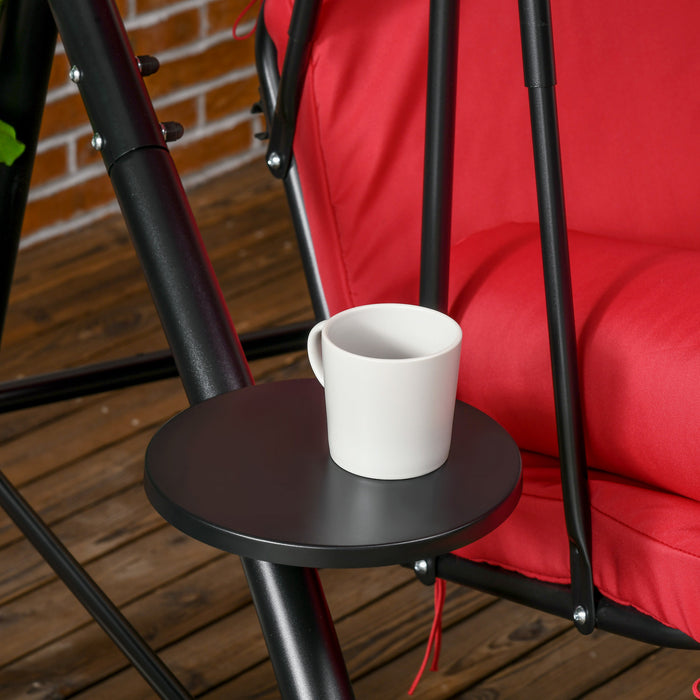 Outsunny Chaise Balancoire D'exterieur 3 Places Pour Terrasse, Lit Plat Convertible, Balancoire A Baldaquin Avec Abat-jour Reglable, Coussin Amovible Et Oreillers Pour Porche, Jardin, Bord De Piscine
