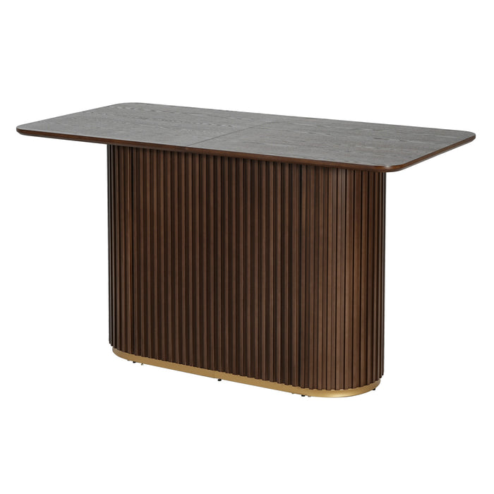 Table a manger industrielle moderne Jett 63 pouces avec base piedestal MDF et fer, brun