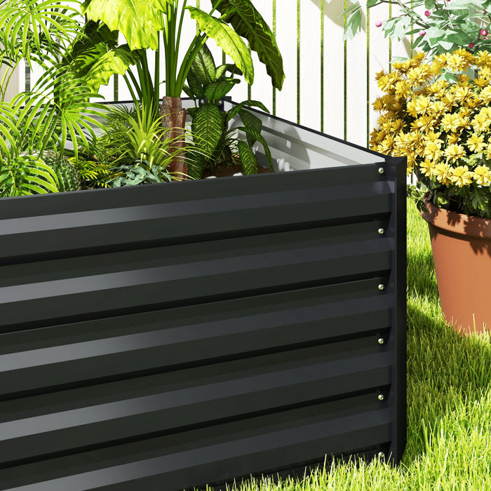 Outsunny Lit de jardin sureleve galvanise, fond ouvert, gris fonce