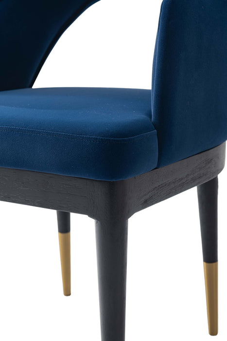Fauteuil Carrington Moderne Glam en Velours Bleu Nuit - Lot de 2