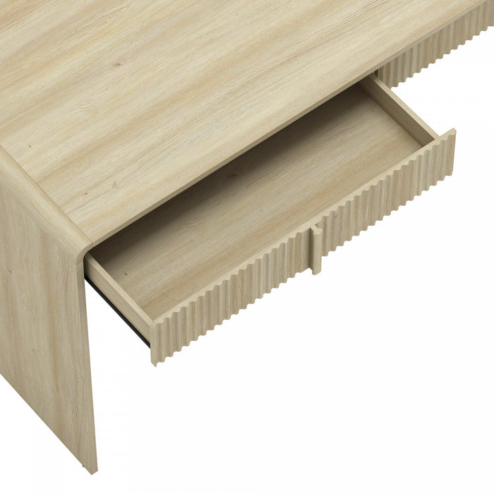 Bureau d’ecriture contemporain Novara 60\" en chene blanchi (2 tiroirs)