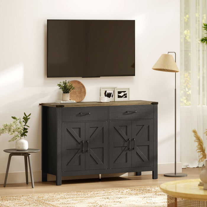 Buffet HOMCOM avec Tiroirs et Etageres, Buffet de Style Ferme