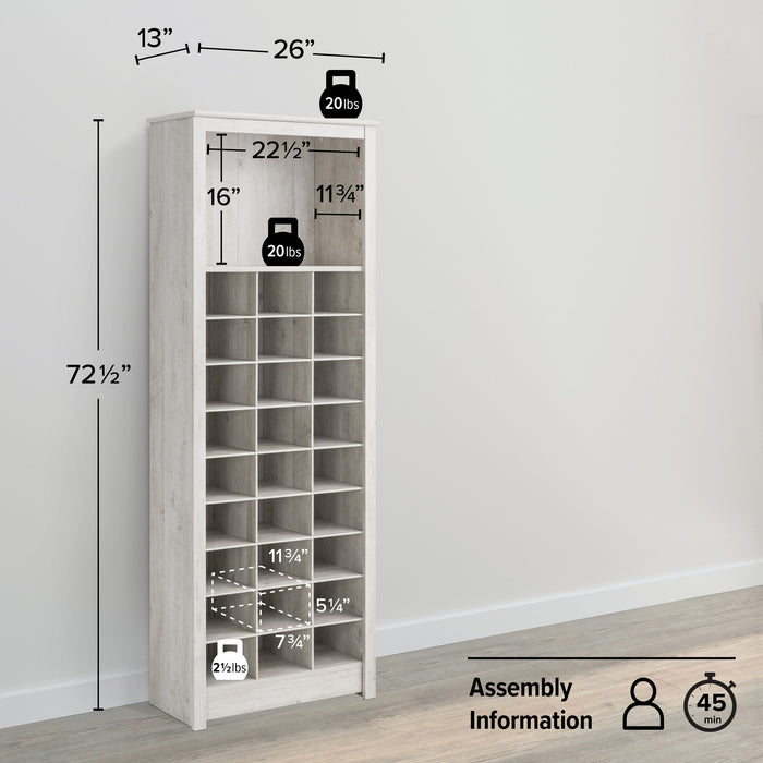 Armoire de rangement pour chaussures Rustic Ridge champêtre - blanc vieilli