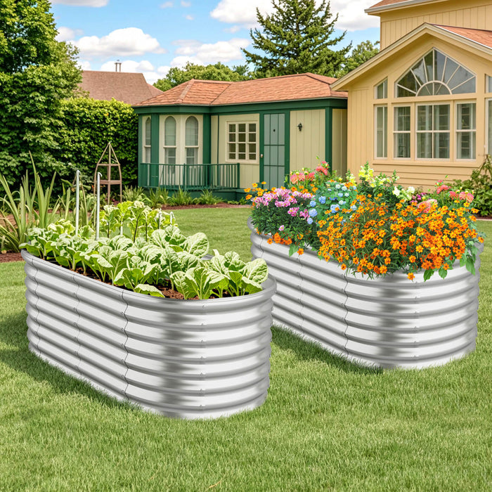 Costway 2 Pcs Souleve Kit De Lit De Jardin Planteur Souleve Boites De Jardin Exterieures 65\" X 32\" X 24\" Argent