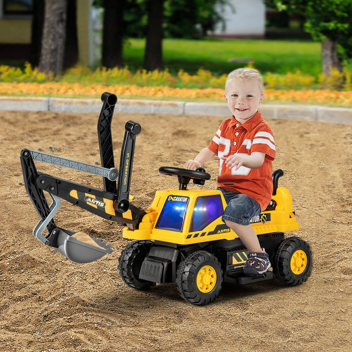 Costway Kids Ride On Excavator Digger Electric Construction Vehicles Avec Lumieres Et Musique