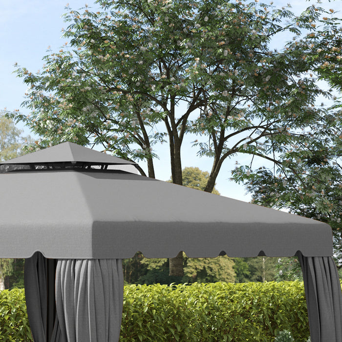 Outsunny Auvent De Rechange Pour Tonnelle 9.8' X 9.8', Couverture Superieure De Tonnelle Avec Toit Double Ventile Pour Terrasse De Jardin Exterieur (toit Uniquement), Gris