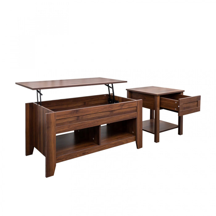 Table Basse à Plateau Surélevé et Table de Bout Brun Strauss, 2 Mrcx