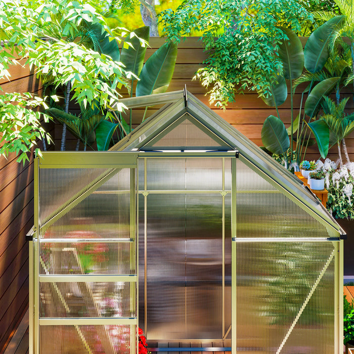 Outsunny Serre de plain-pied en polycarbonate 6' x 4' x 6,6' transparent