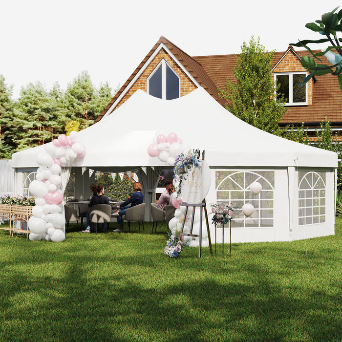 Outsuuny Gazebo de fete octangnal de 29,2 pieds de haut, blanc