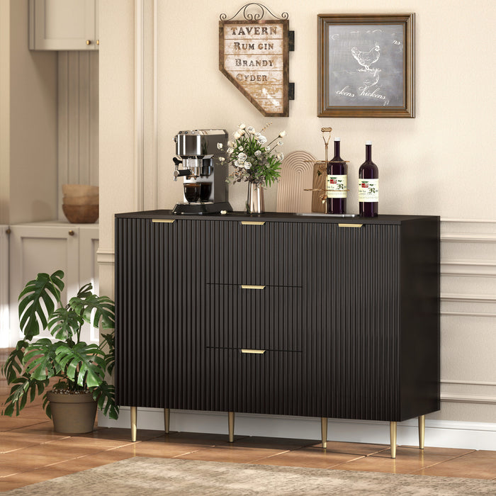HOMCOM Buffet avec 3 tiroirs et etageres reglables, Noir