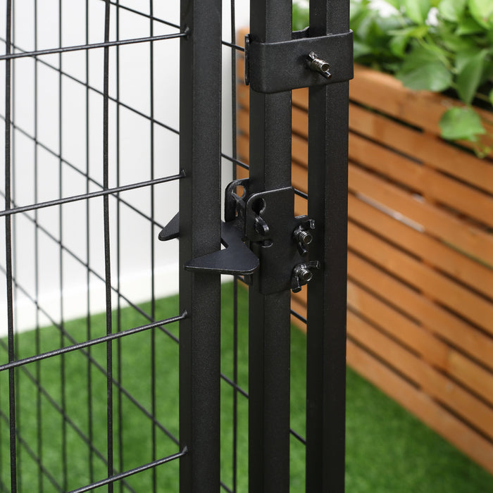 Pawhut Chenil Pour Chiens En Metal Et Tissu Oxford Toit Resistant Aux Intemperies Porte Verrouillable Espace Spacieux 55.5\" X 55.5\" X 60.25\" Noir